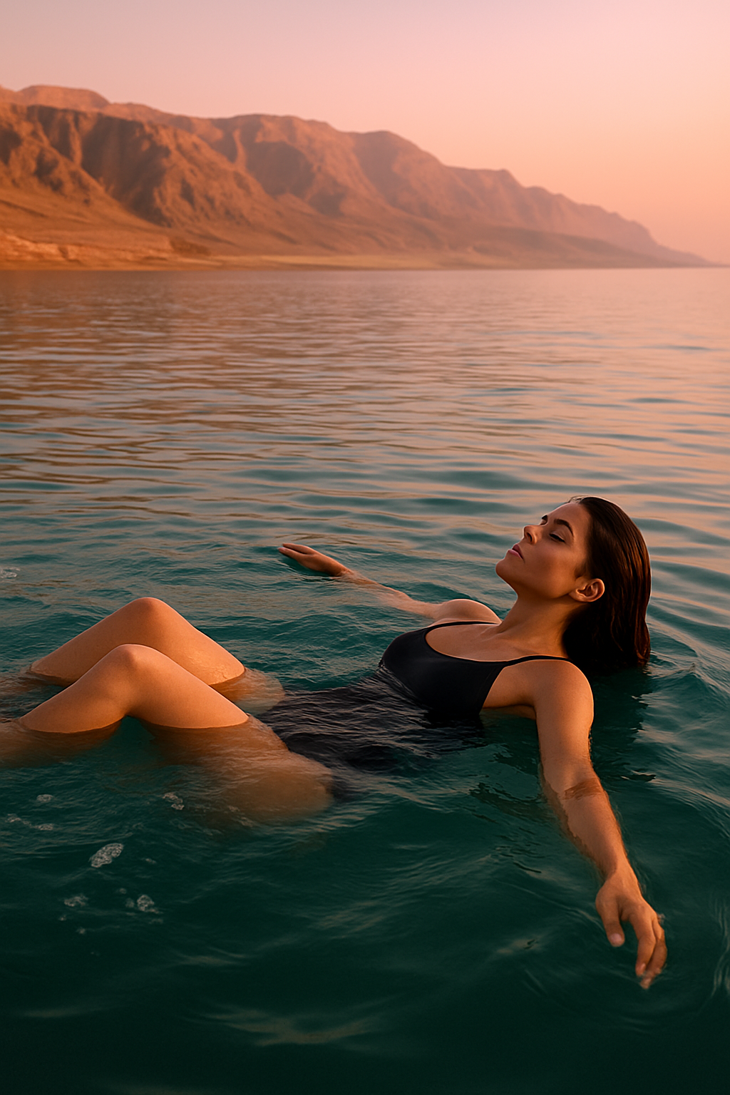 Flotación en el Mar Muerto, Jordania