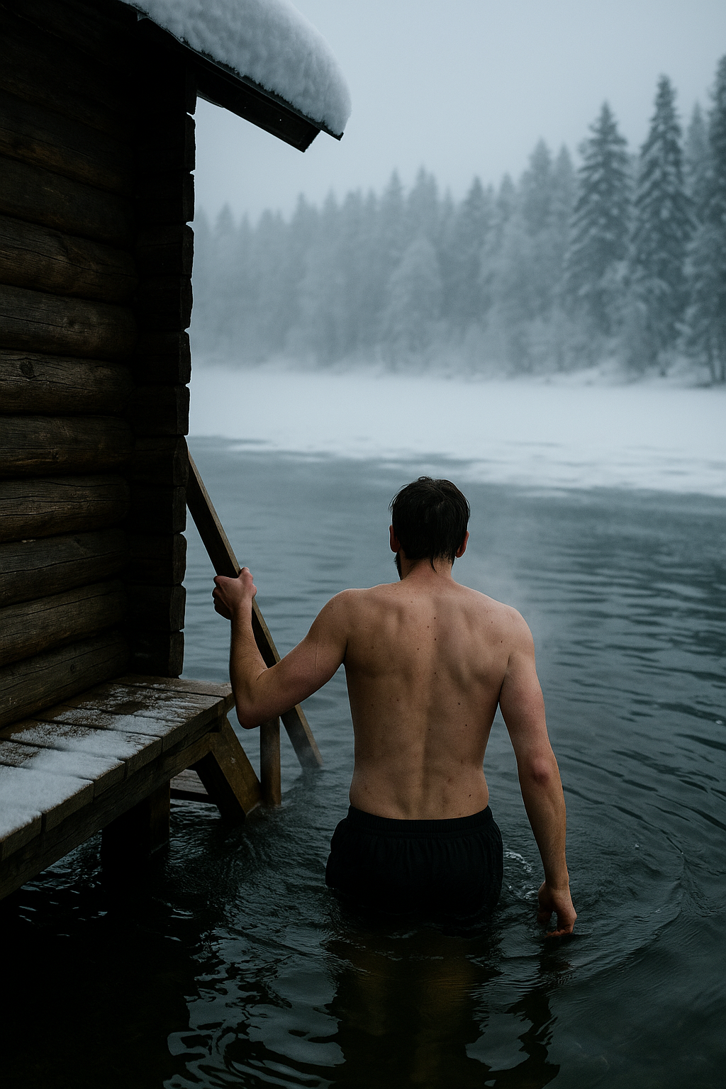 Sauna finlandesa con inmersión en lago en Laponia