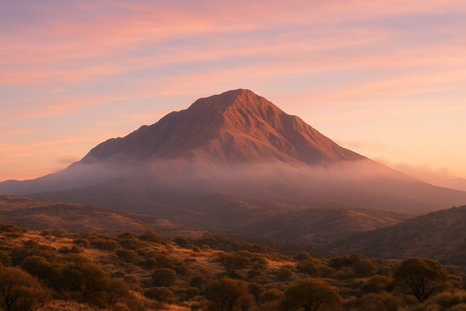 Imagen del Cerro Uritorco al amanecer — efecto Uritorco
