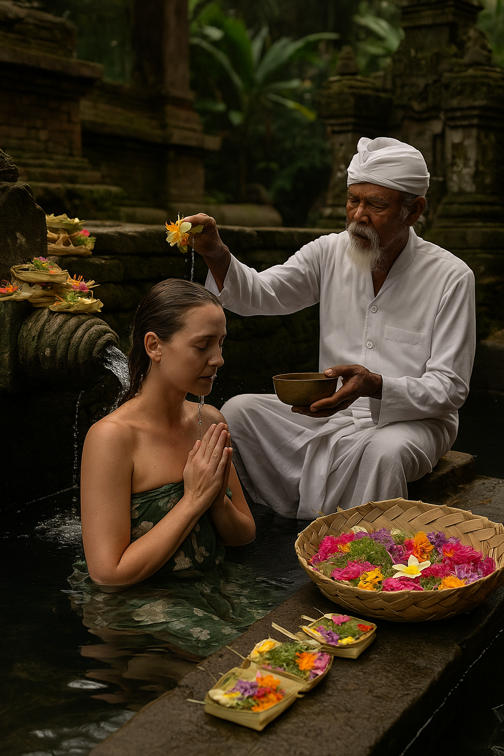 Ritual de bienestar con flores y aguas termales