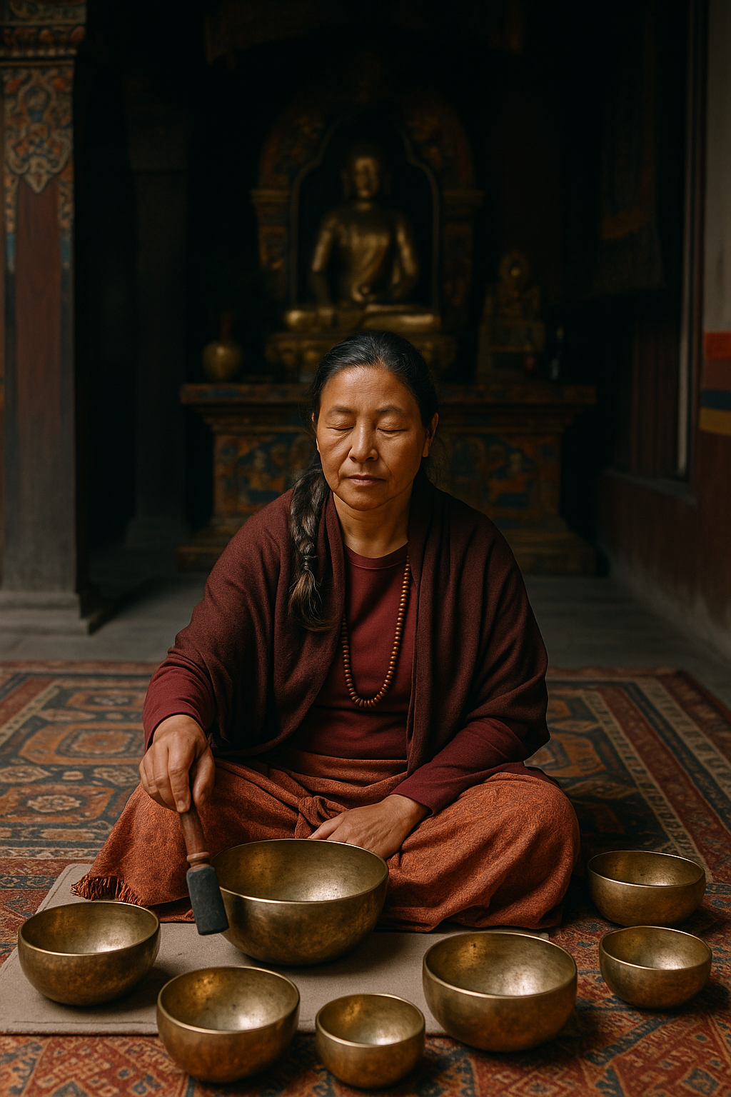 Tibetan singing bowl meditation in Kathmandu