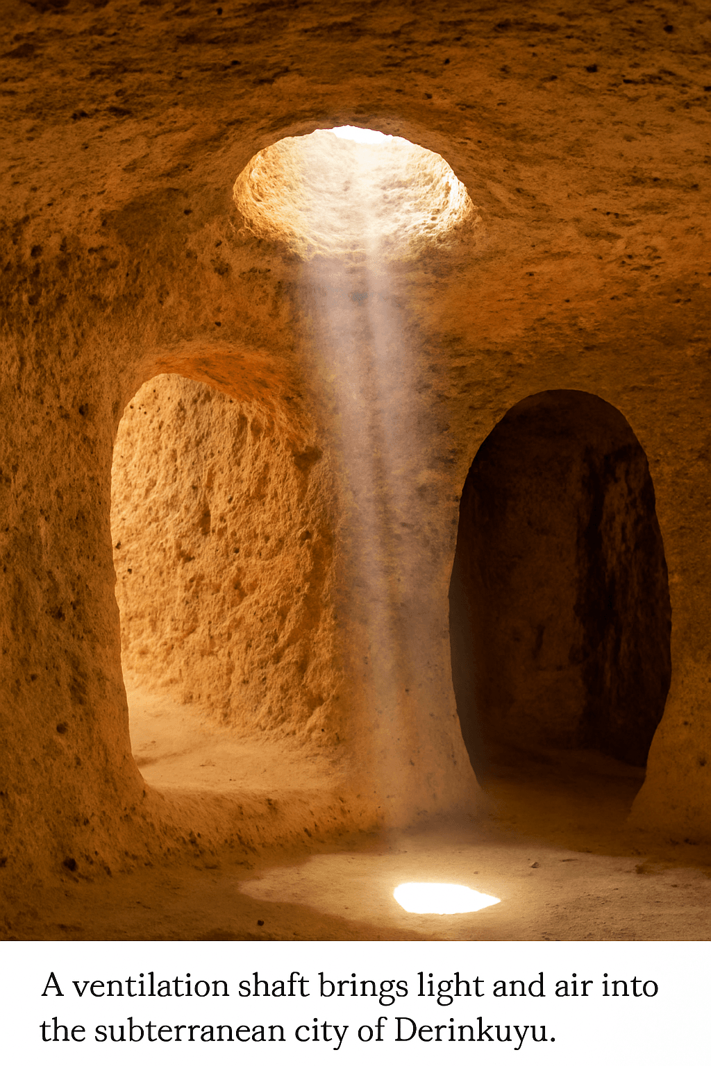 Puits de ventilation éclairé naturellement à Derinkuyu