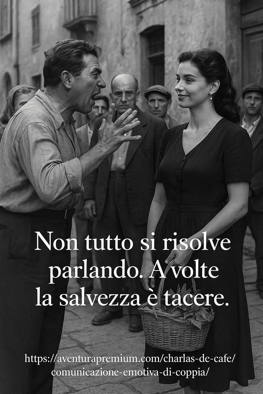 Prima dell’abisso: scena in bianco e nero dell’Italia del Sud anni ’50, distanza emotiva tra due persone