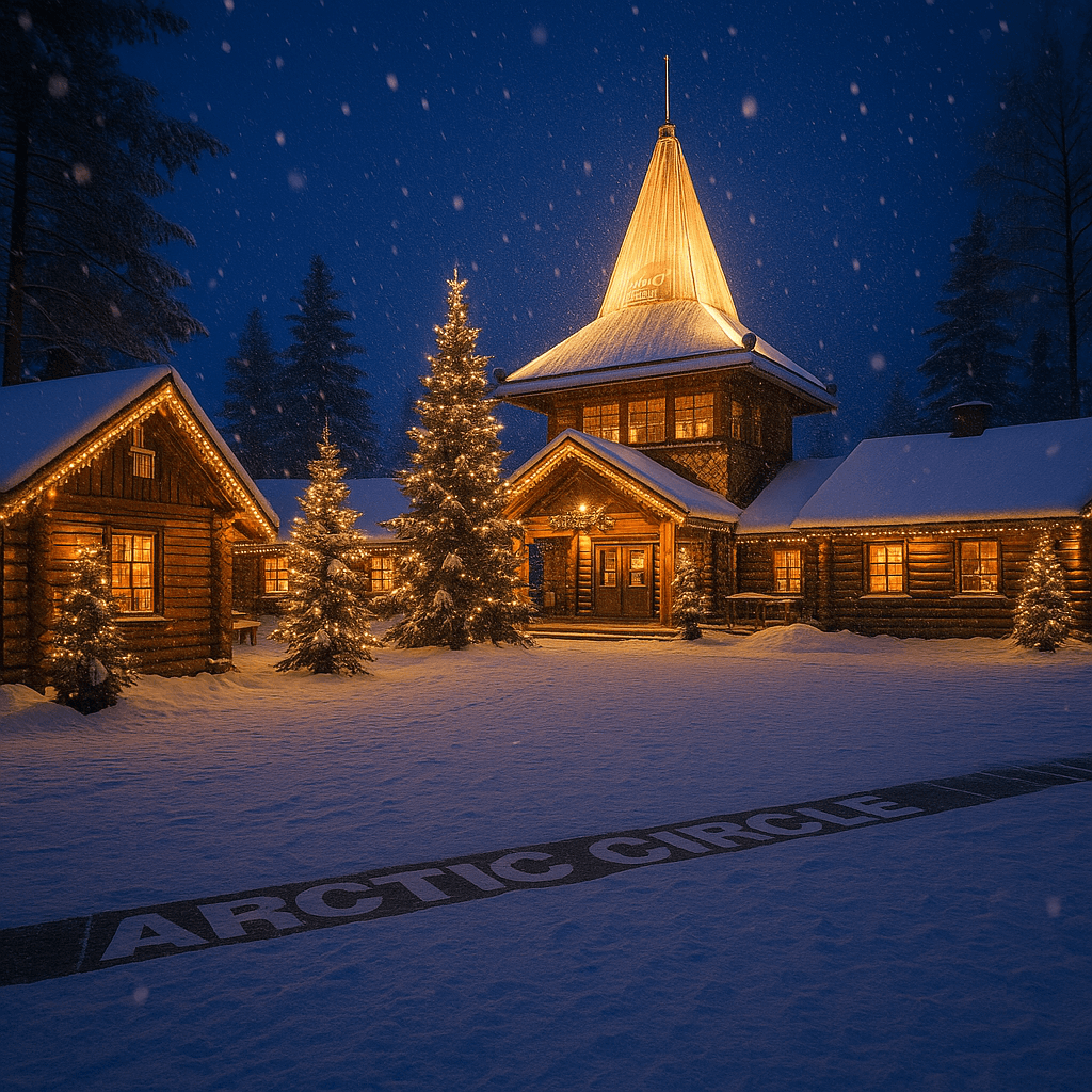 Santa Claus Village in Finnish Lapland covered in snow