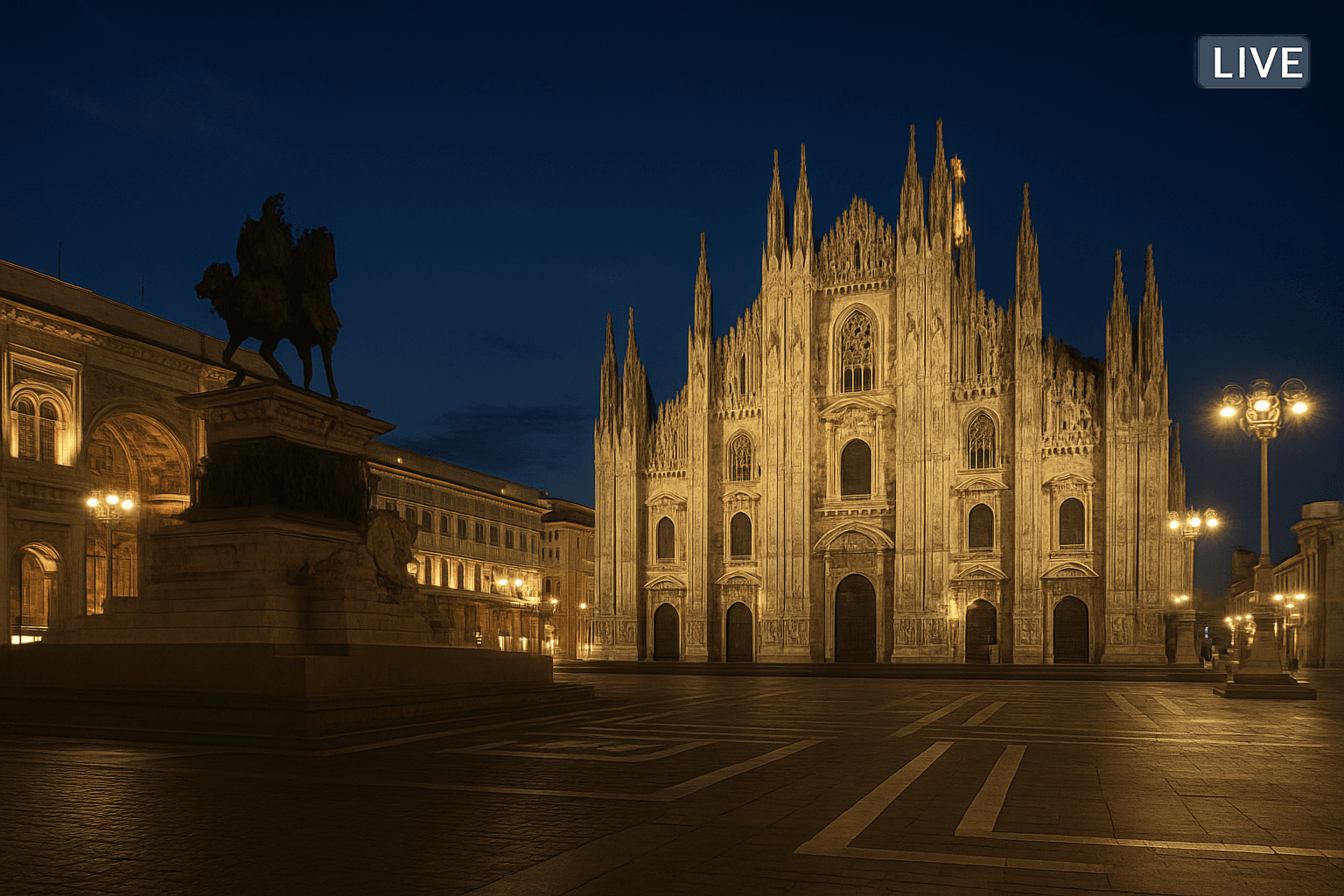 Milan's Piazza del Duomo illuminated at night