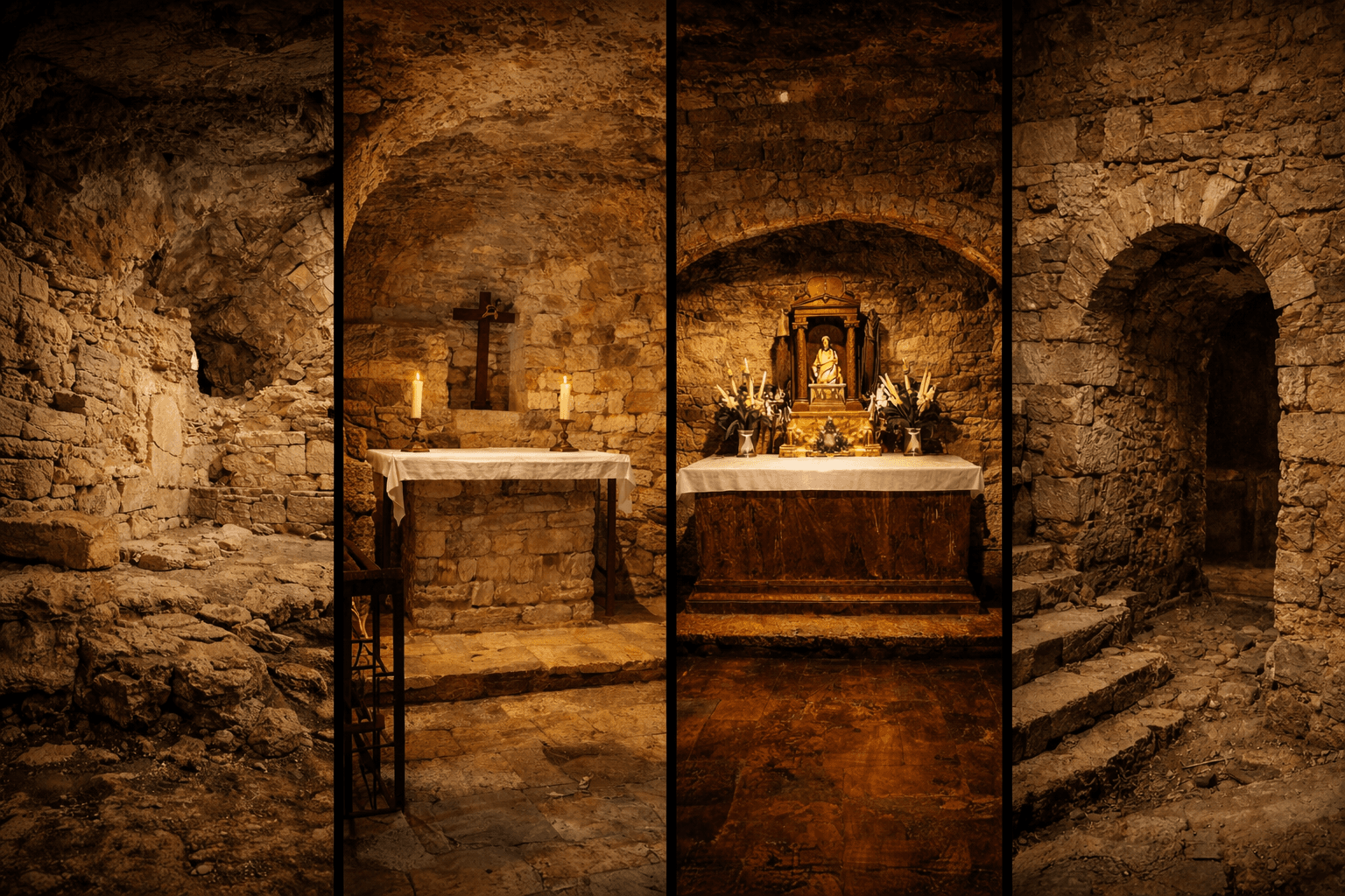 Las Casas de la Virgen María, muros de piedra e interiores históricos