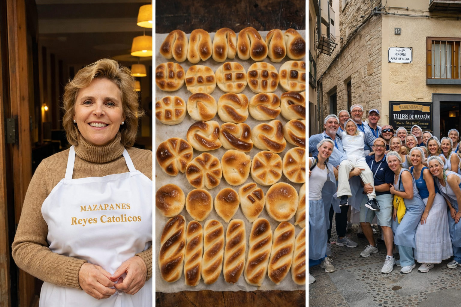 participantes preparando mazapán artesanal en un taller de Toledo